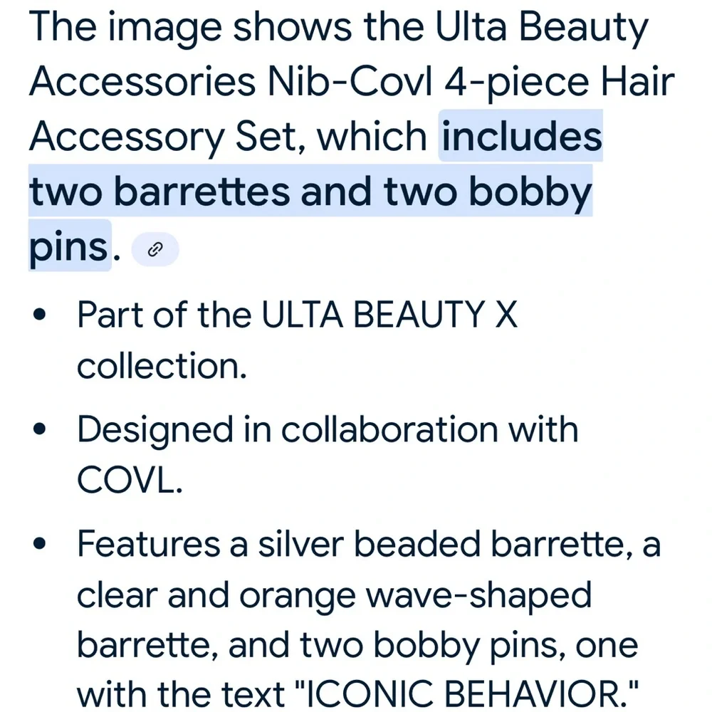 NIB Ulta X Covl Collab Ltd Edition 4-PC Hair Set Barrettes Hair Clips